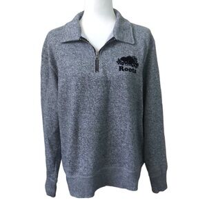 Roots Quarter Zip Salt and Pepper Sweater Unisex Size Med